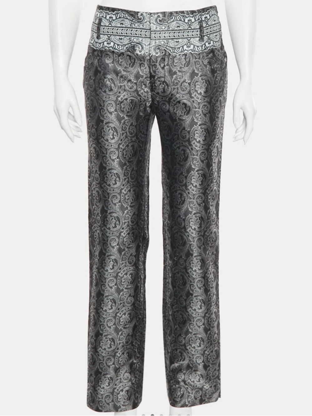 Balenciaga Grey Paisley Brocade Trousers- Italy